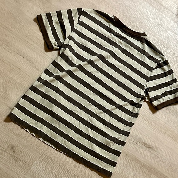 Men's Striped Pocket T-shirt | Brown/Light Stripes | Size Small Casual Comfort - Picture 7 of 8